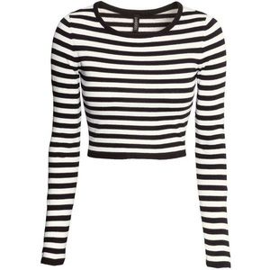 Striped long sleeve crop top